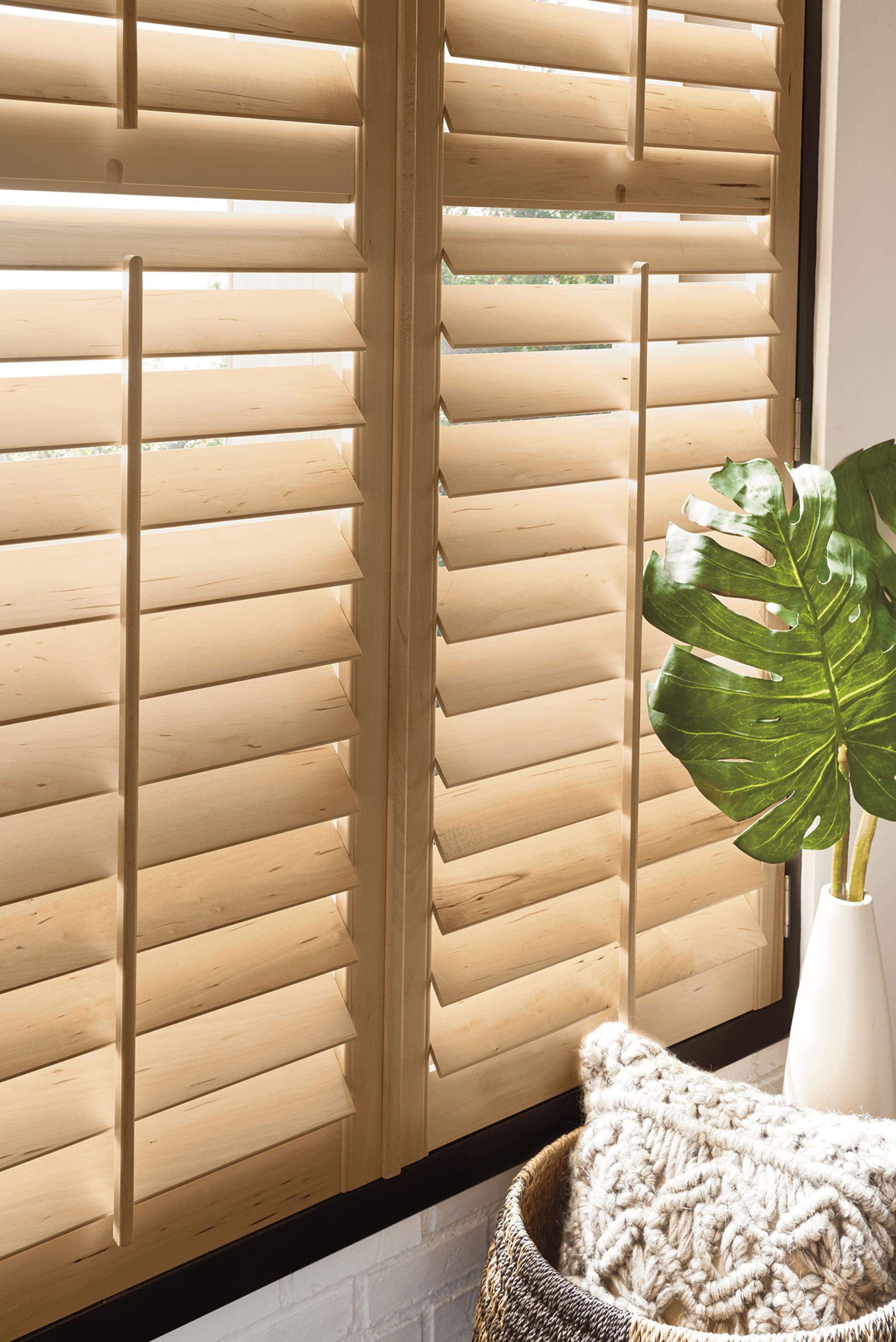 Wood Shutters with Astragal Overlap and a Standard Tile by Graber Blinds