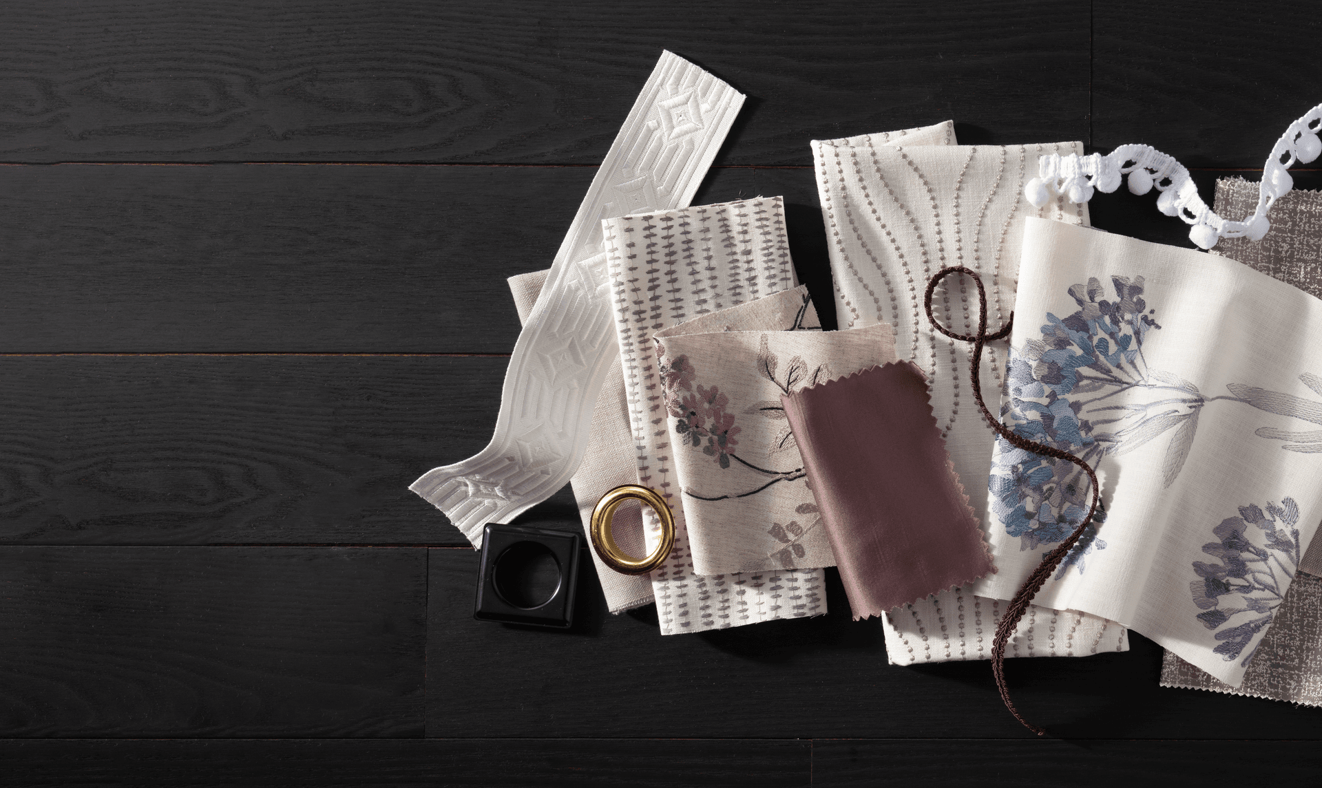 fabric swatches, hardware samples