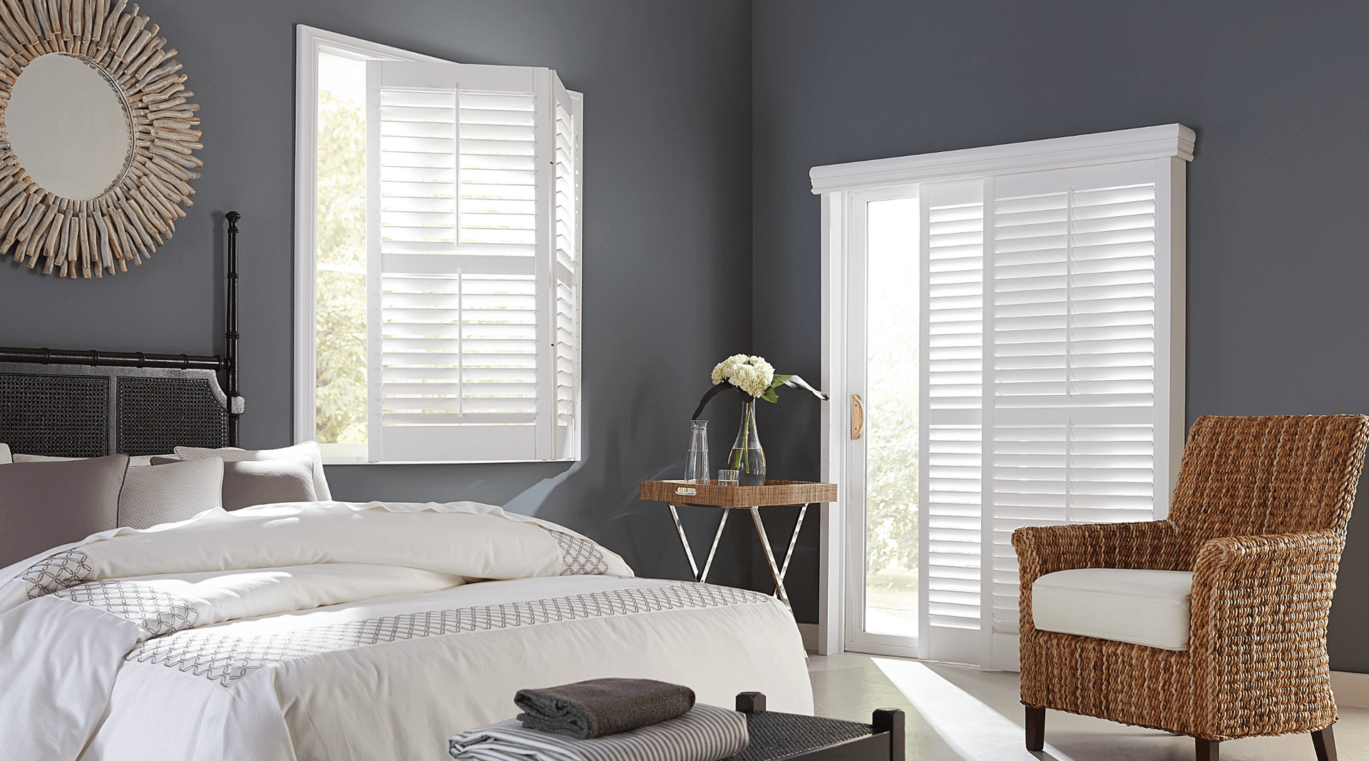 Bypass Sliding Shutters over Bedroom Door by Graber Blinds