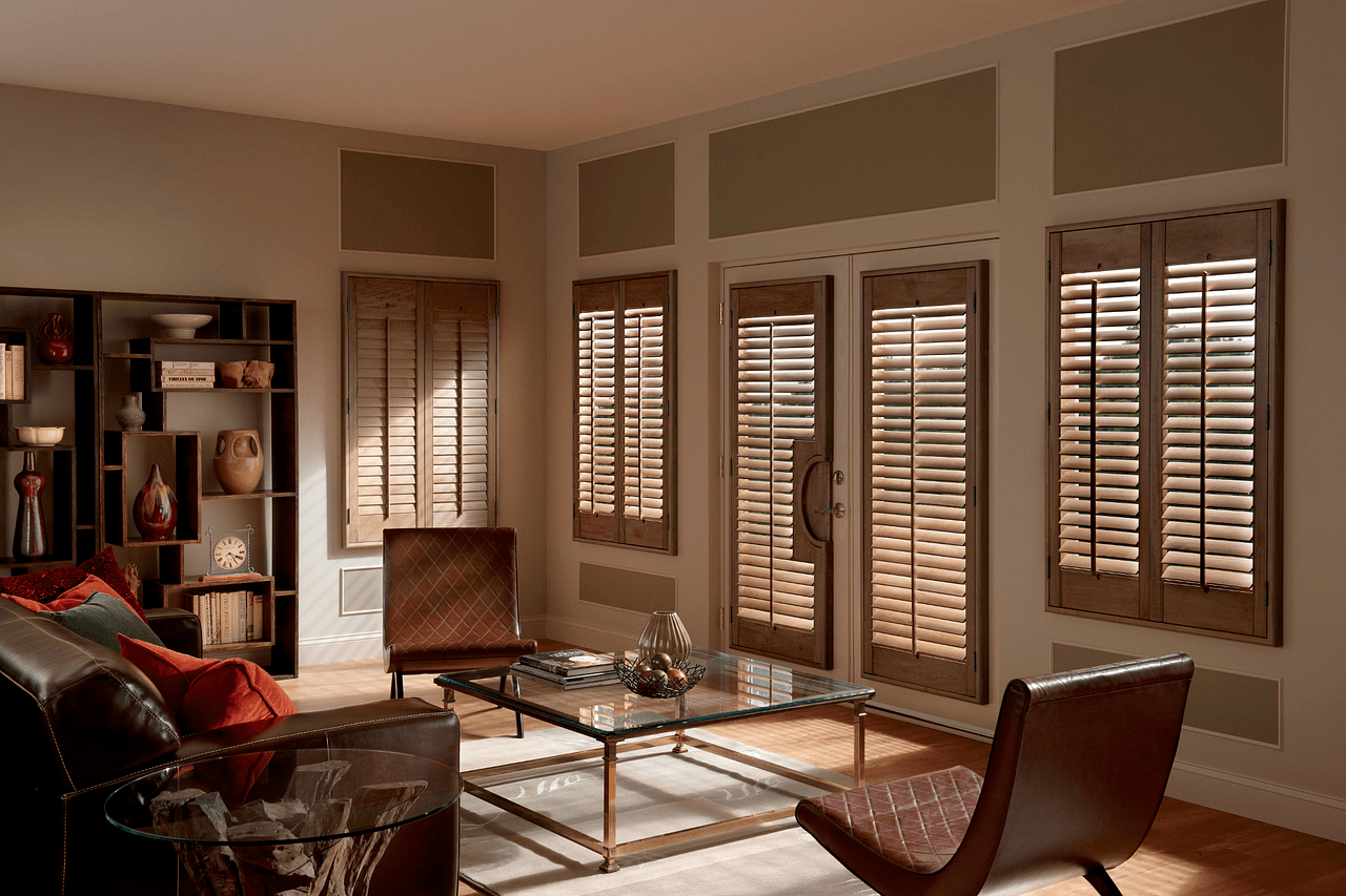 Graber Wood Shutters on French door and windows