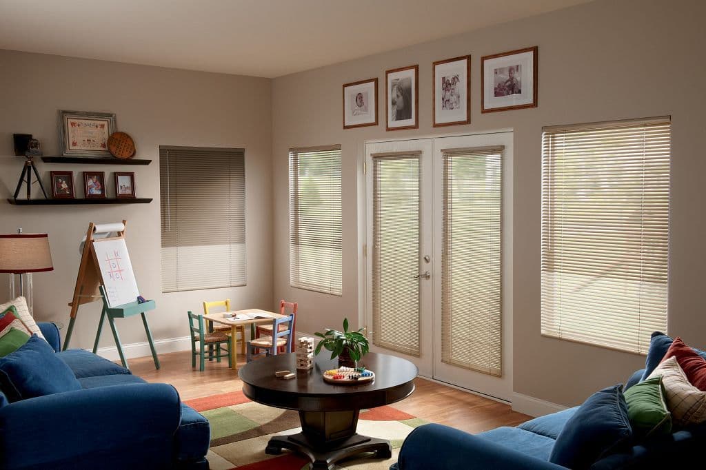 Multi color custom mini aluminum blinds - Carole Frederick of Los Angeles - Graber Blinds